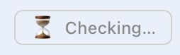 The same badge while re-checking — neutral grey, showing an hourglass and the word 'Checking…' instead of the green check.